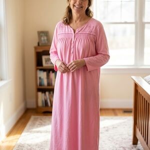 Keyocean Pink Henley Nightdress with Ribbon Detail